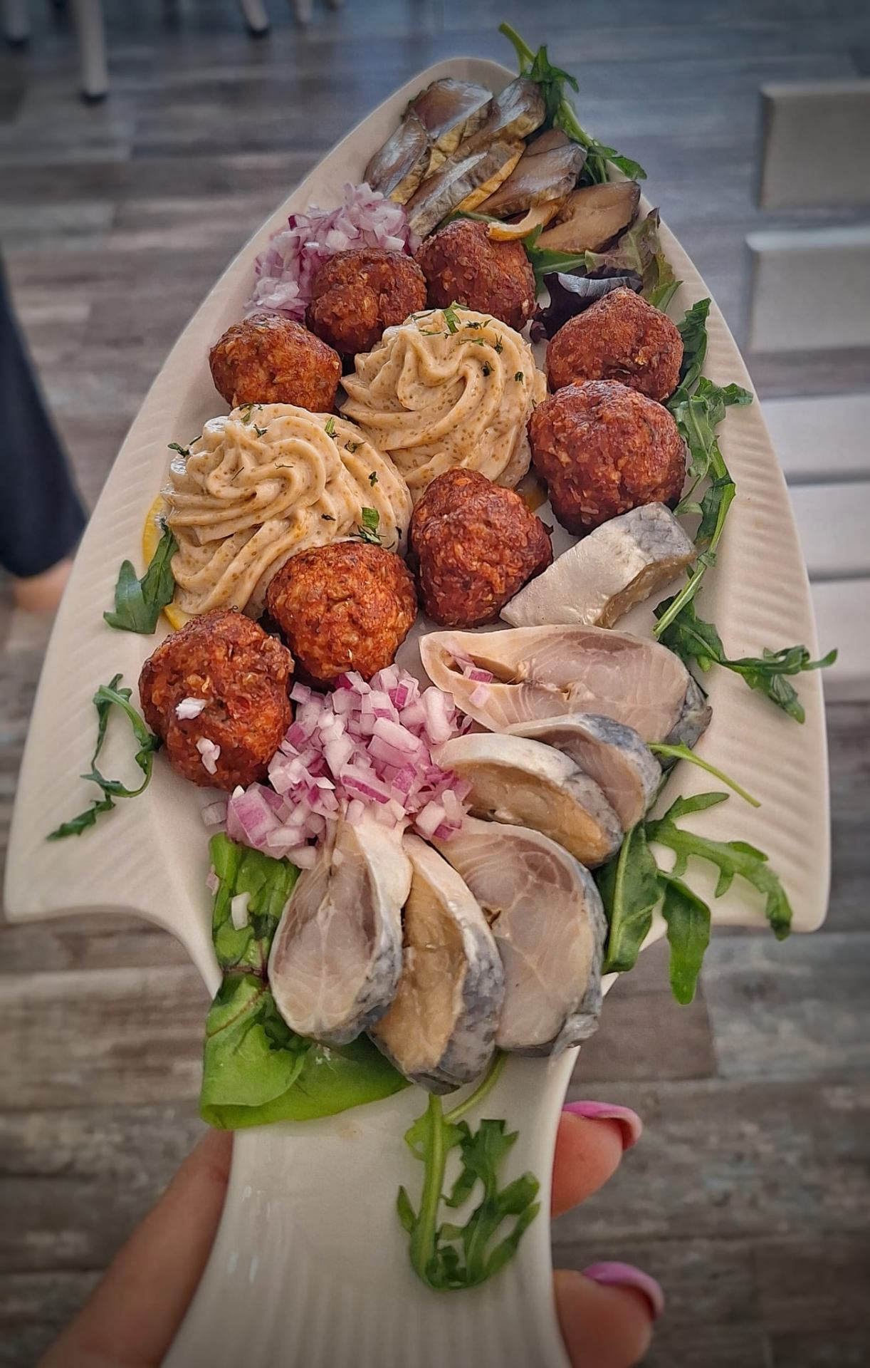 Traditional fish appetizer platter